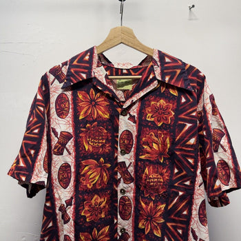 Vintage 1960s Ui Maikai Made in USA Hawaiian Tiki Shirt