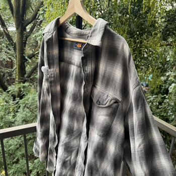 2000s Faded Shadow Plaid Flannel Shirt