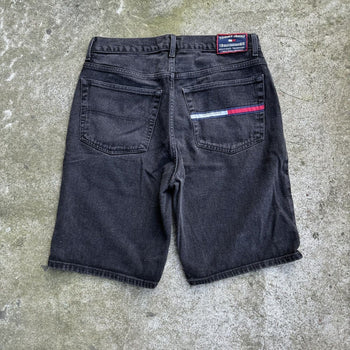 2000S FADED TOMMY HILFIGER BLACK DENIM JEAN SHORTS