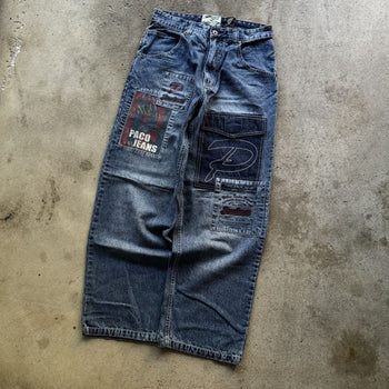 1990S/2000S Y2K PACO JEANS BAGGY PATCH DENIM SKATER JEANS