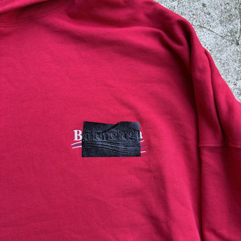 BALENCIAGA OVERSIZED RED GAFFER LOGO HOODIE