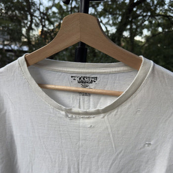 2000s Thrashed Faded Distressed Blank White Tee
