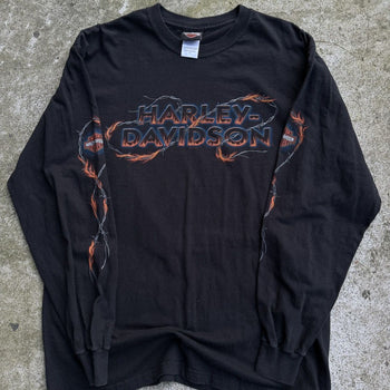 2000S HARLEY DAVIDSON ALCATRAZ WIRE FLAME LOGO LONGSLEEVE TEE