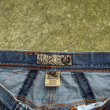 2000s Y2K BAGGY DRAGON CROSS FLAME DENIM SKATER JEANS