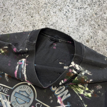 1990s Harley Davidson Thrashed Paint Splattered Tee