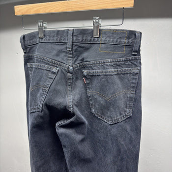 1990s Levi's 501 Black Distressed Cropped Jeans - Made in USA