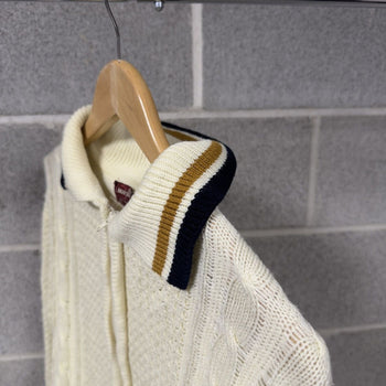 1960s Acrylic Cable Knit Golf Zip Sweater