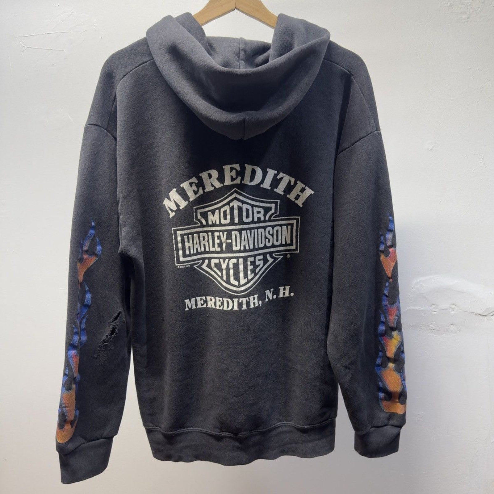 Vintage 2000s Harley Davidson Faded Distressed Flame Zip Hoodie