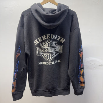 Vintage 2000s Harley Davidson Faded Distressed Flame Zip Hoodie
