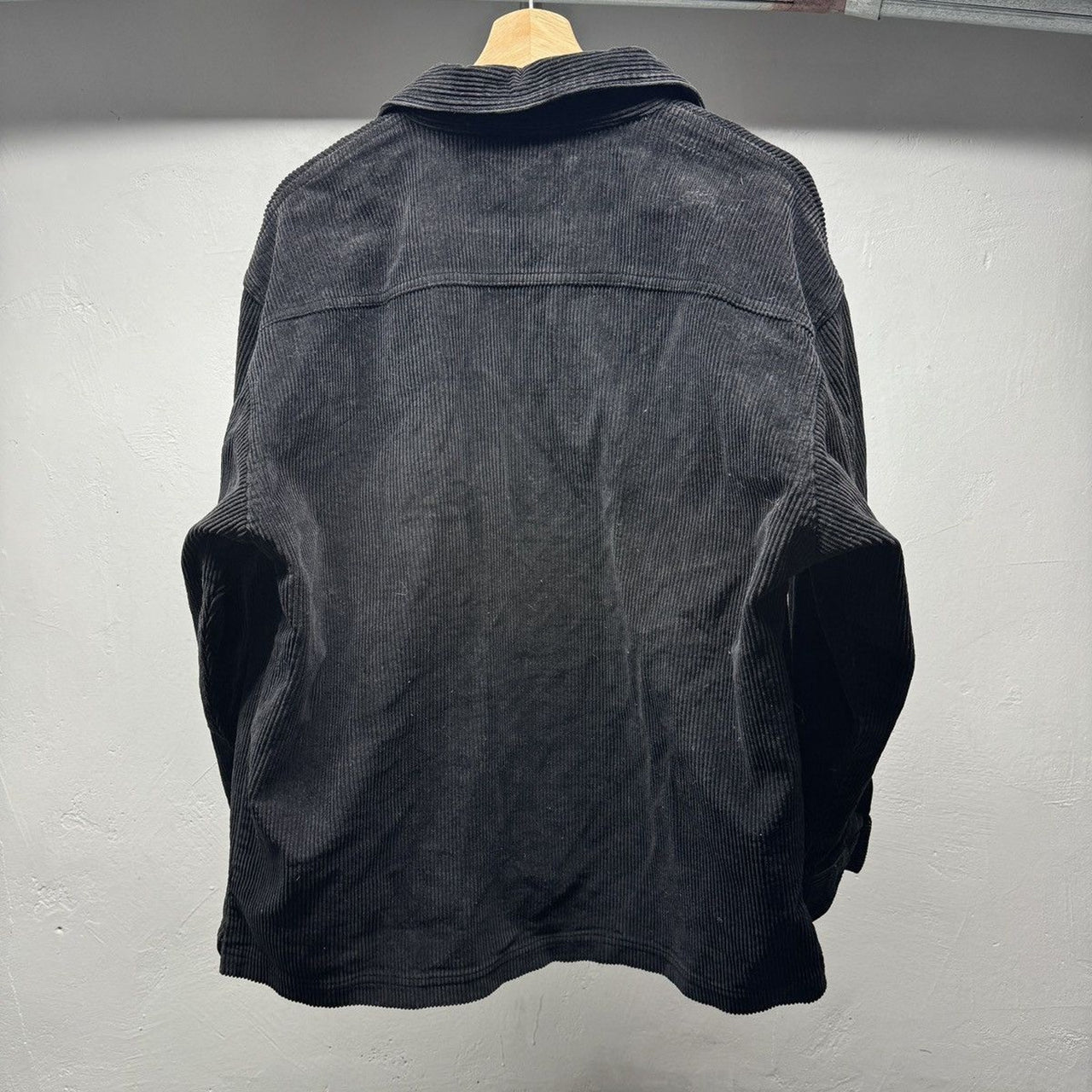 1990s Faded Black Corduroy Zip Up Shirt Jacket