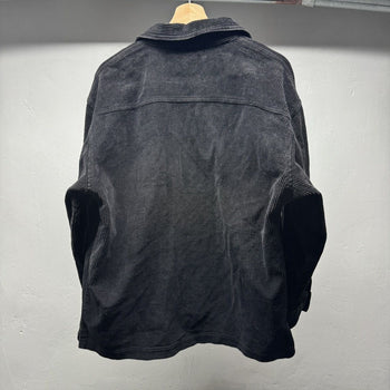 1990s Faded Black Corduroy Zip Up Shirt Jacket