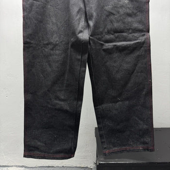 1990s Y2K Black Raw Denim Baggy Wide Leg Skater Jeans