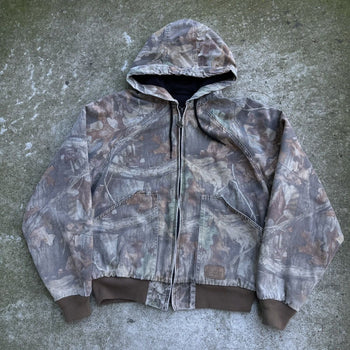 1990S WALLS THRASHED THERMAL LINED CAMO HOODED ZIP UP