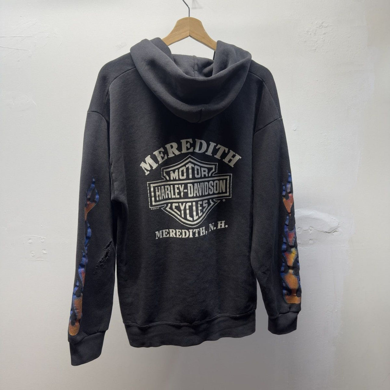 Vintage 2000s Harley Davidson Faded Distressed Flame Zip Hoodie