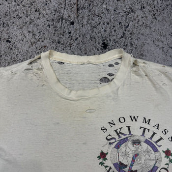 VINTAGE 1990s THRASHED GRATEFUL DEAD SKI TIL YER DEAD TEE