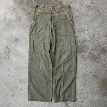 1980s OG 107 REWORKED STITCHED EMBROIDERED CANVAS PANTS