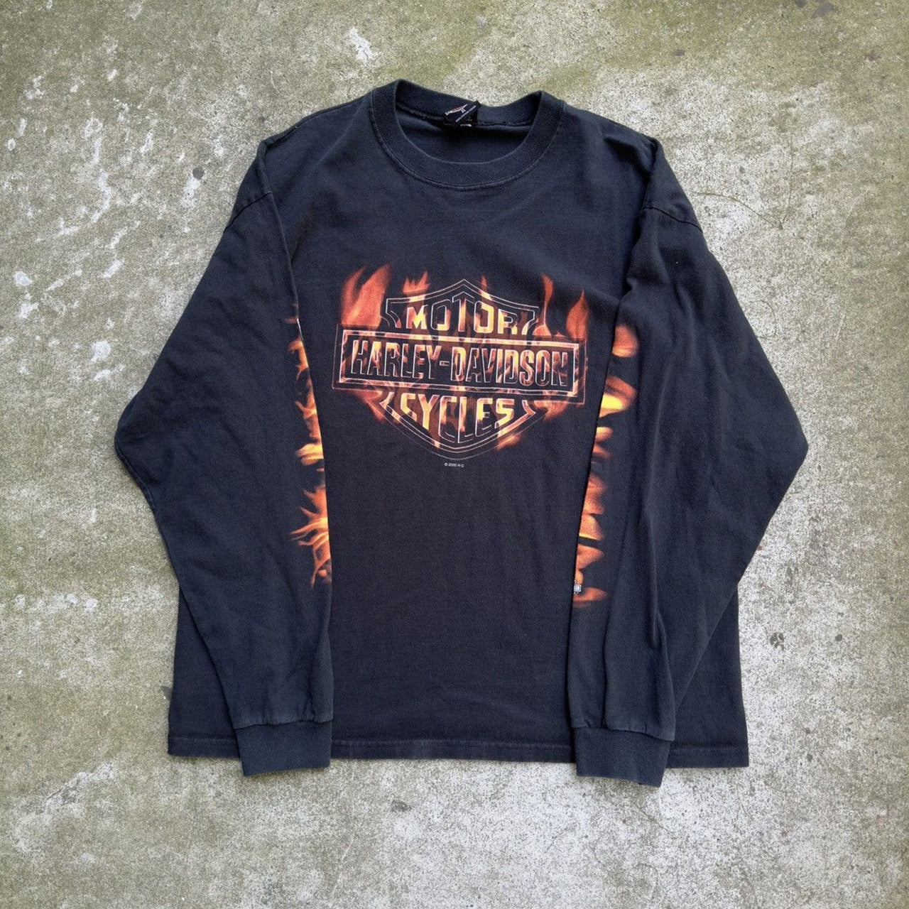 2000S HARLEY DAVIDSON FLAME LOGO LONGSLEEVE TEE