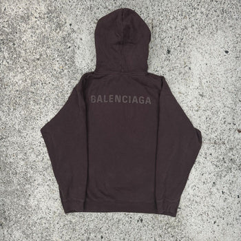 BALENCIAGA BURGUNDY LOGO PULLOVER HOODIE