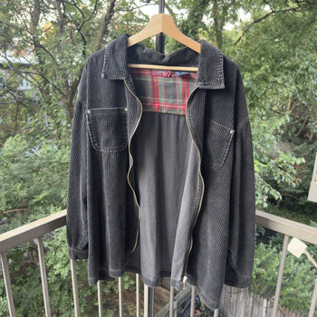1990s Faded Zip Up Corduroy Shirt