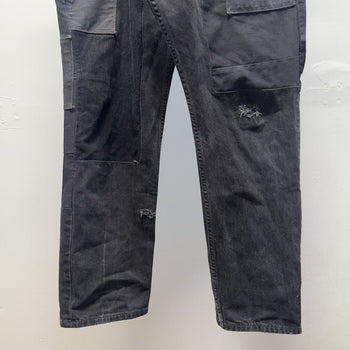 Vintage 2000s Levi's 501 Denim Cowboy Black Patchwork Reworked Jeans