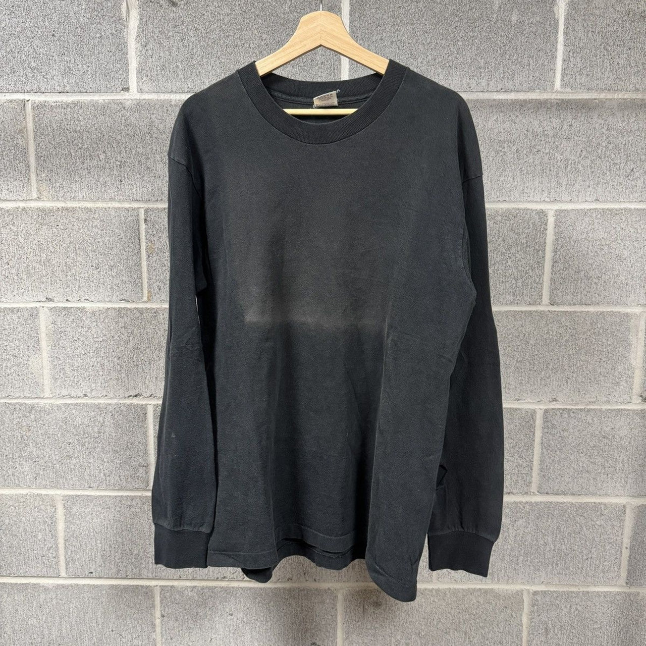 1990s Faded Blank Black Longsleeve Tee