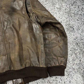 1980S/1990S BURNT THRASHED FADED OVERSIZED LEATHER JACKET