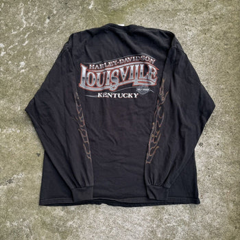 2000S HARLEY DAVIDSON FADED METAL FLAME LOGO LONGSLEEVE TEE