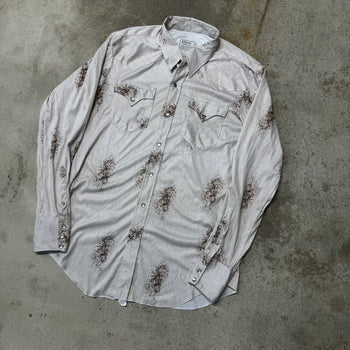 1970s HBARC GABARDINE SILKY WESTERN PEARL SNAP SHIRT