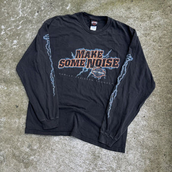 2000S HARLEY DAVIDSON LIGHTNING THUNDER MAKE SOME NOISE LONGSLEEVE TEE