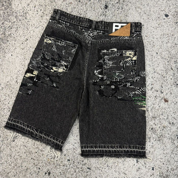 Pantalones cortos vaqueros con doble rodilla y diseño de dados Baby Face Originals