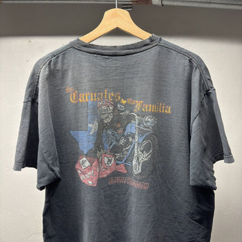 2000s Thrashed Faded Distressed Skull Biker Tee