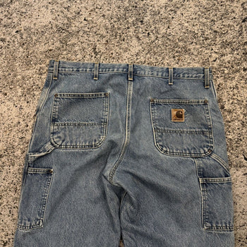 Pantalones vaqueros Carhartt de doble rodilla de la década de 1990, desgastados y desgastados