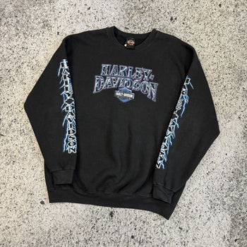 Sudadera con el logotipo de un rayo descolorido de Harley-Davidson de los años 2000