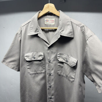 1990s Dickies Thrashed Faded Mechanic Garage Work Shirt