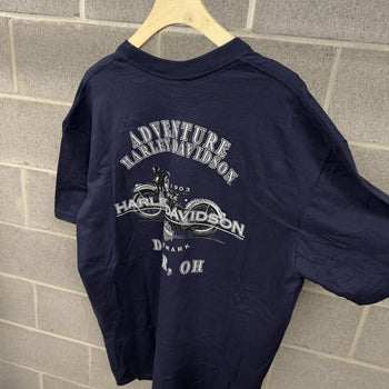 2000s Harley Davidson Navy Blue Flame Tee