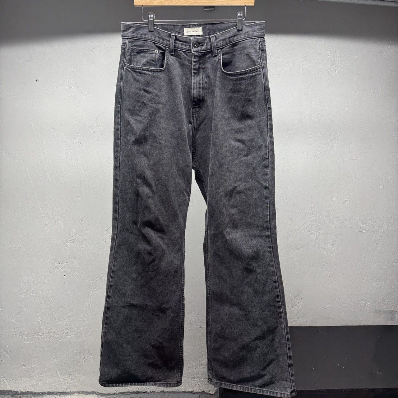 Bare Knuckles Black Faded Washed Serge Bootcut Jeans