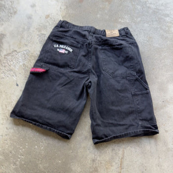 2000S US POLO ASSN BAGGY DENIM BLACK JEAN SHORTS JORTS