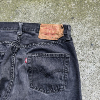 2000S LEVI’S 501 FADED BLACK STRAIGHT LEG DENIM JEANS