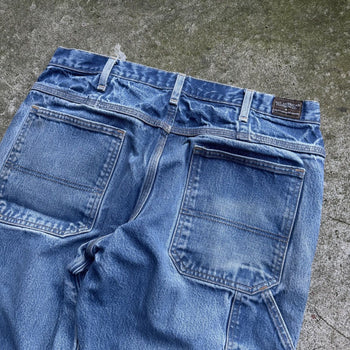 1990s THRASHED FADED MADE IN USA WORKWEAR CARPENTER DENIM JEANS