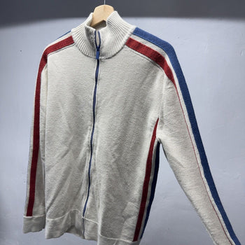 2000s J Crew Acrylic Wool Striped Zip Up Sweater