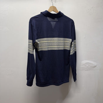 Vintage 1970s Made in USA Campus Striped Rugby Polo Shirt