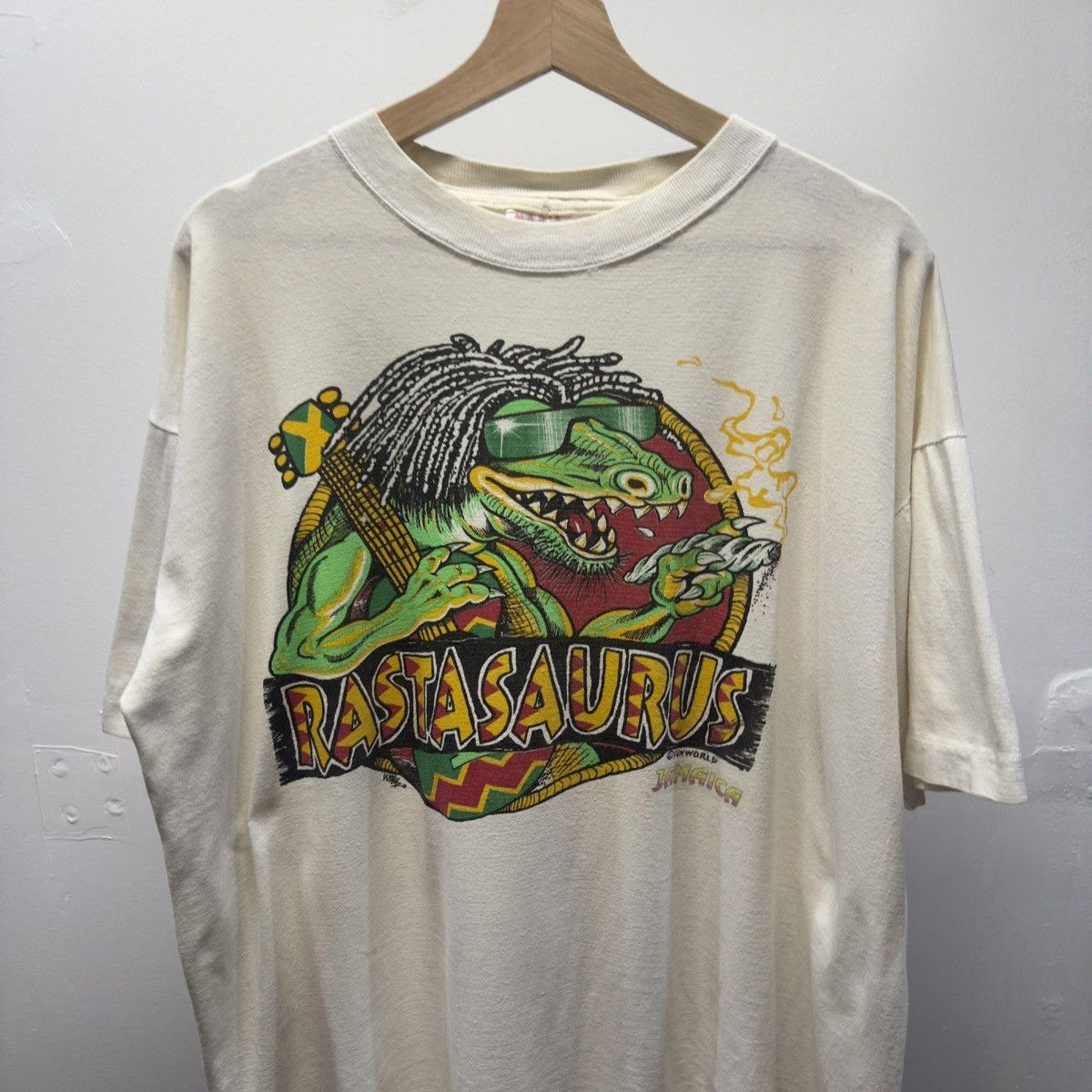 Vintage 1990s Rastasauras Faded Marijuana Weed Tee