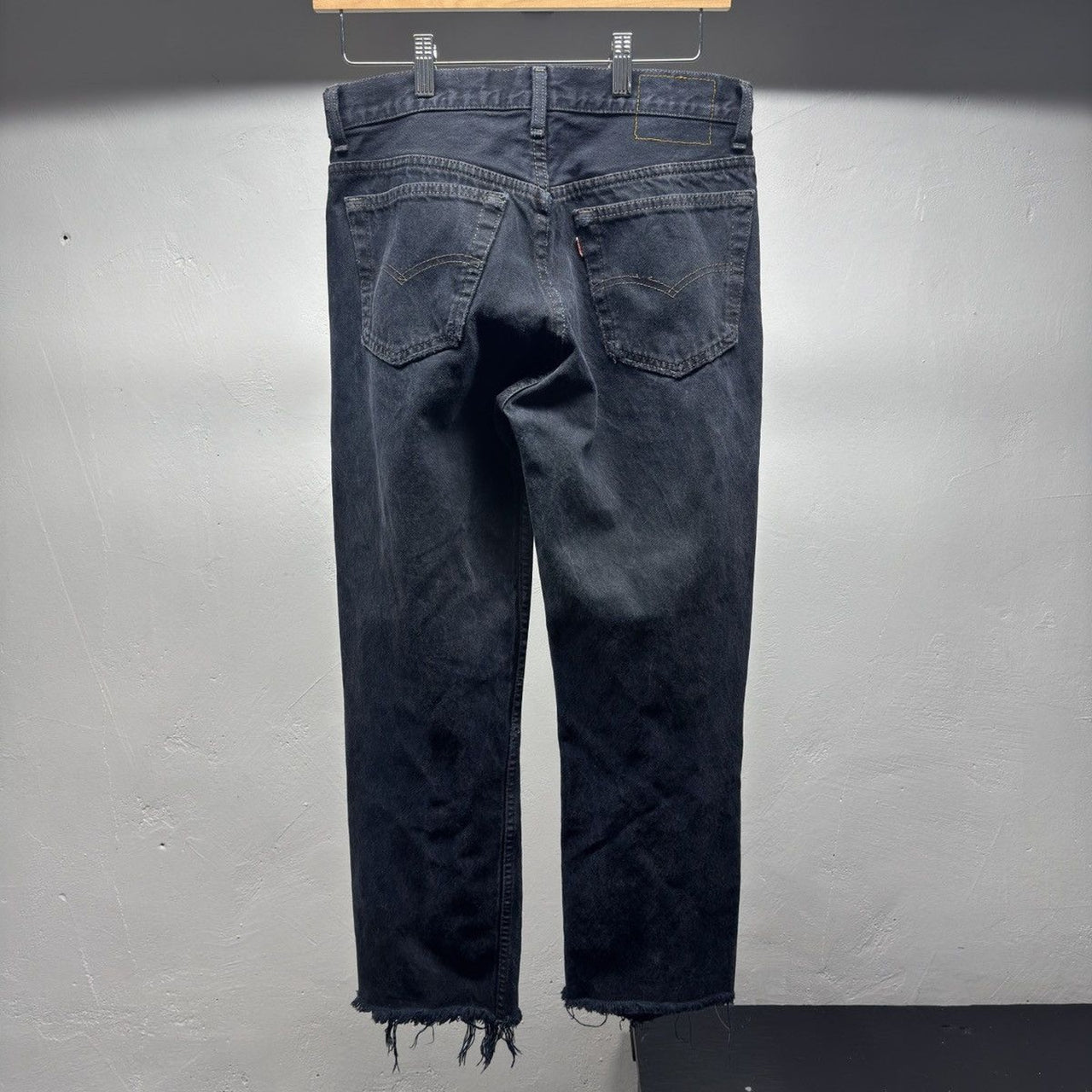 1990s Levi's 501 Black Distressed Cropped Jeans - Made in USA