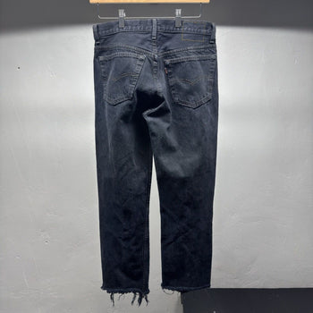 1990s Levi's 501 Black Distressed Cropped Jeans - Made in USA