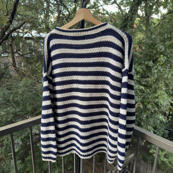 1990s Thrashed Faded Loose Knit Striped Sweater