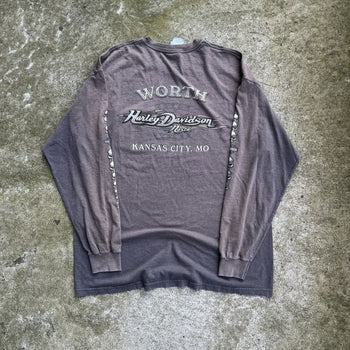 2000S HARLEY DAVIDSON FADED THRASHED SKULL LONGSLEEVE