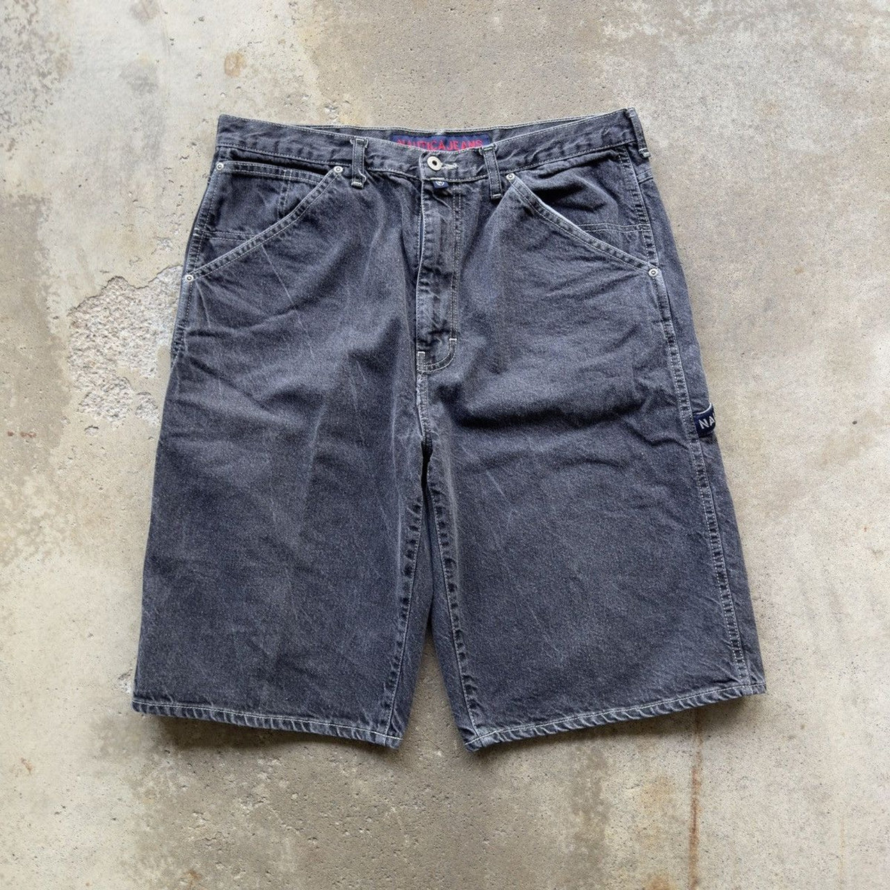 2000S NAUTICA BAGGY FADED BLACK DENIM JEAN SHORTS JORTS