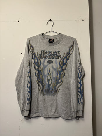 1990s HARLEY DAVIDSON FLAME LOGO LONGSLEEVE TEE