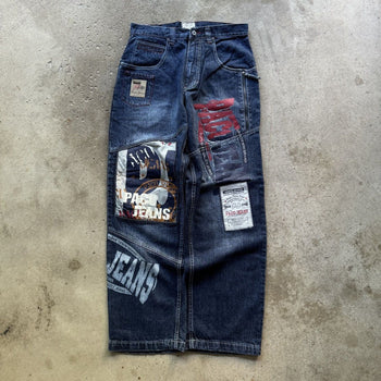 1990S/2000S Y2K PACO JEANS BAGGY PATCH DENIM SKATER JEANS