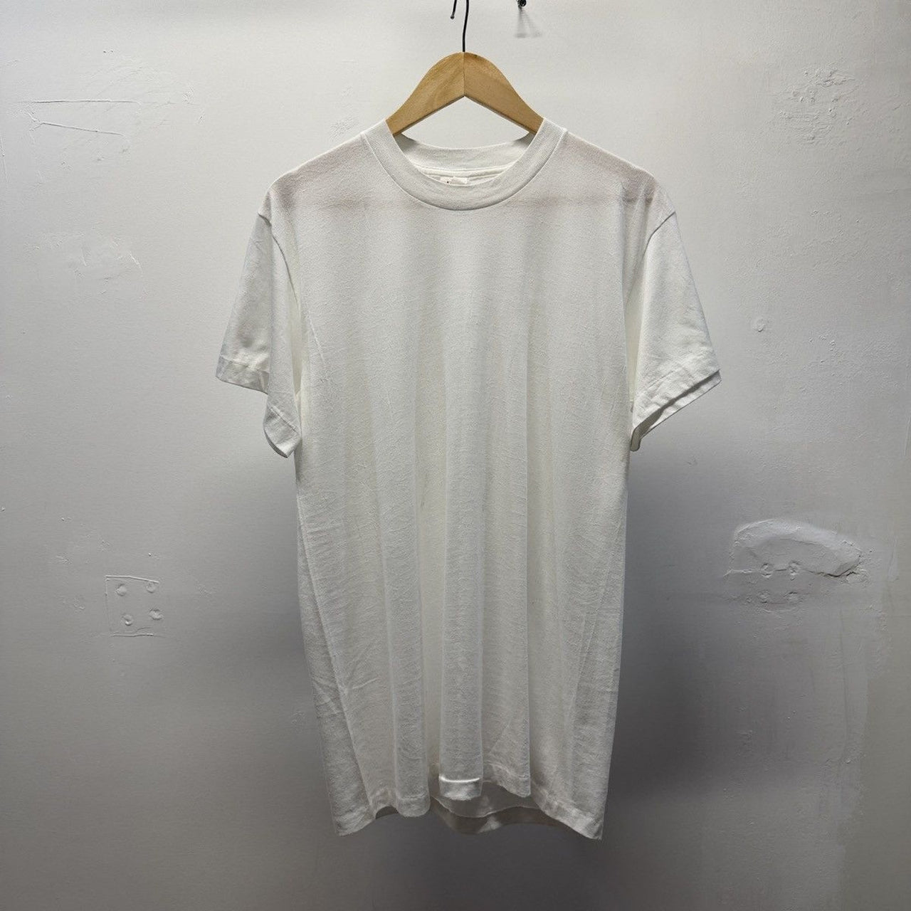 Vintage 1980s Blank White Tee Paper Thin